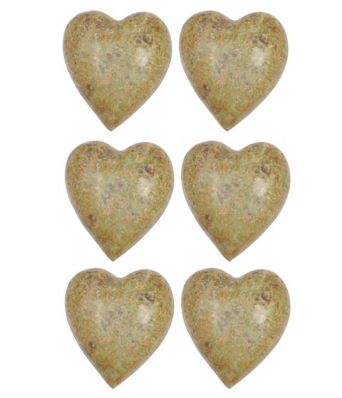 Soapstone Decorative Heart Figurines (Set of 6 Pieces)