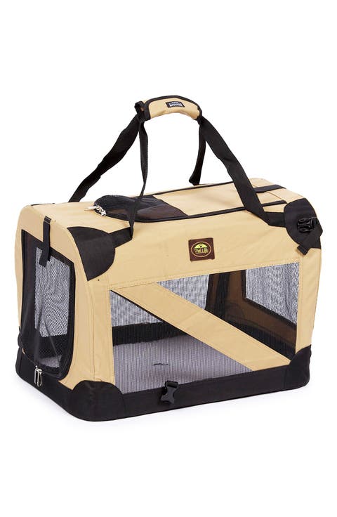 Folding Zippered 360 Vista View Faux Shearling Lined Dog Carrier - X-Large