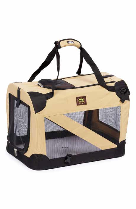 PET LIFE Folding Zippered 360 Vista View Faux Shearling Lined Dog Carrier - X-Large