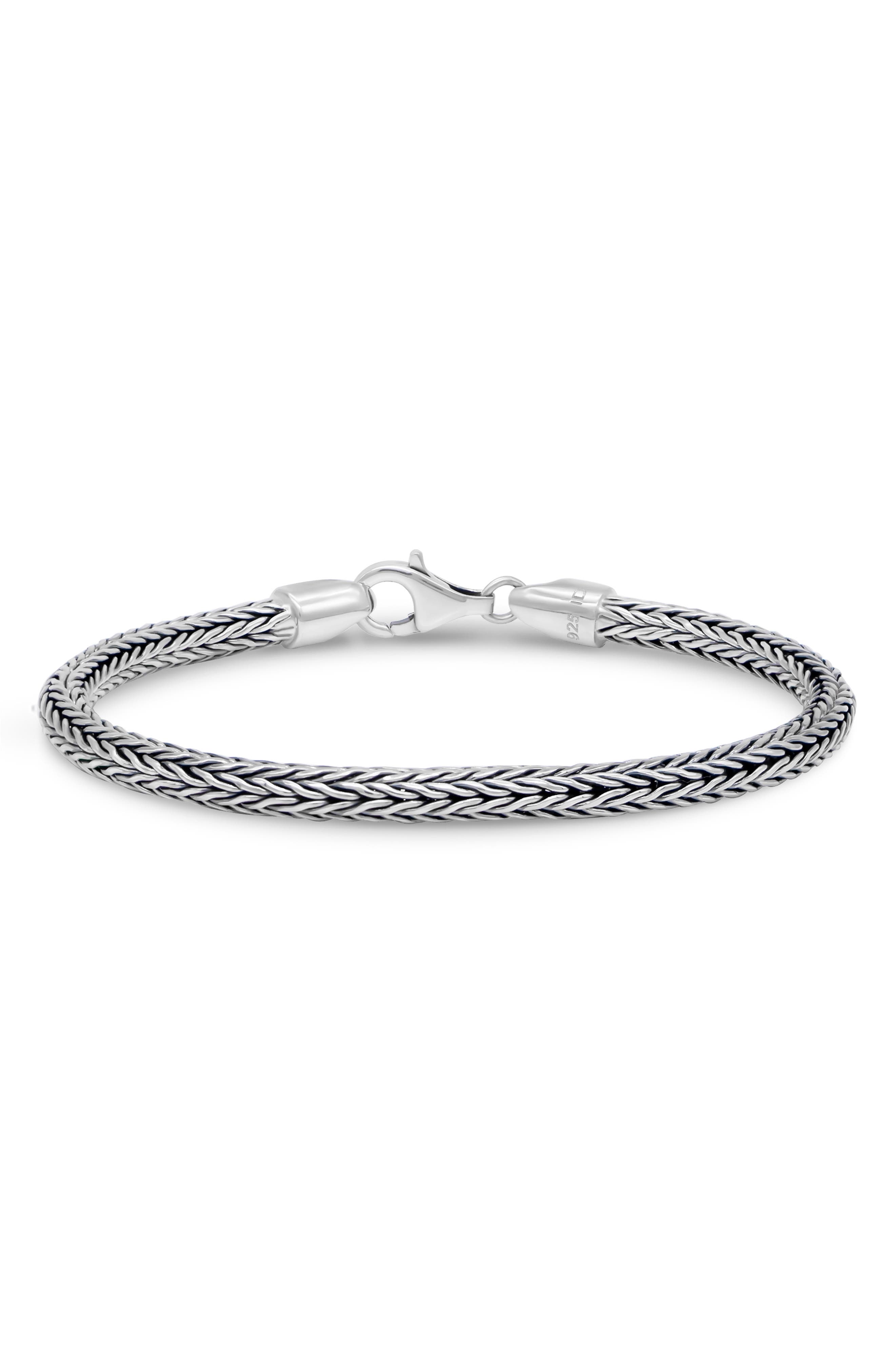 DEVATA Gender Inclusive Sterling Silver Foxtail Round 4mm Chain Bracelet
