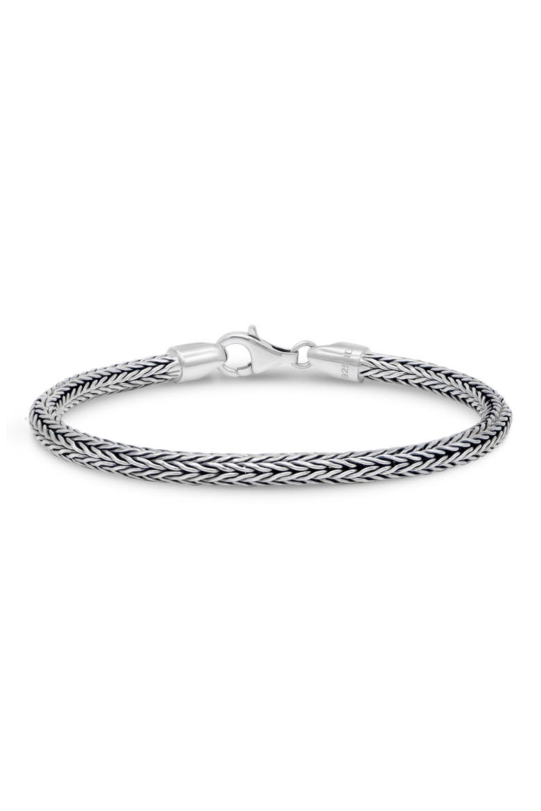 Gender Inclusive Sterling Silver Foxtail Round 4mm Chain Bracelet, Main, color, SILVER