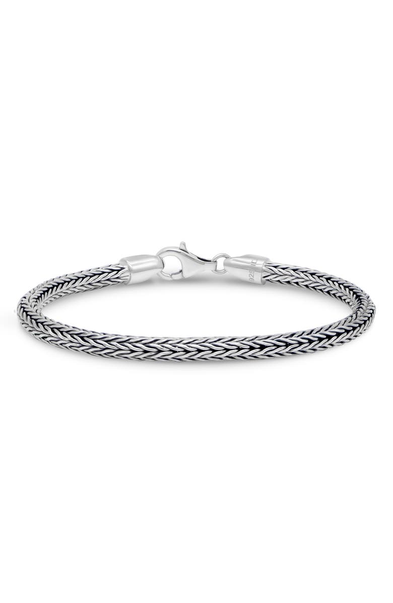 DEVATA Gender Inclusive Sterling Silver Foxtail Round 4mm Chain Bracelet, Main, color, Silver