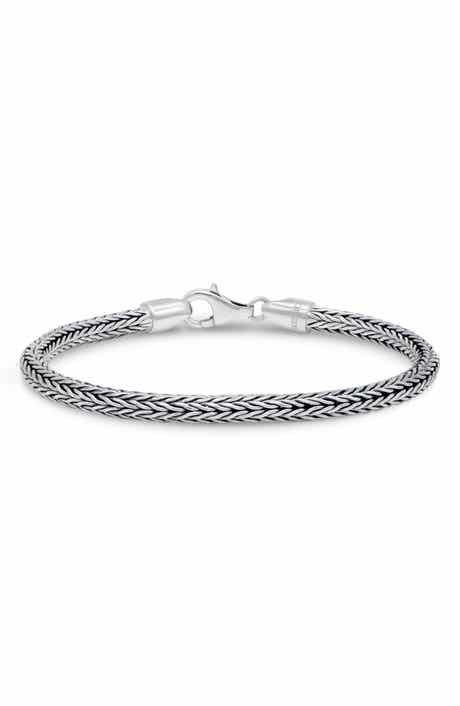 DEVATA Gender Inclusive Sterling Silver Foxtail Round 4mm Chain Bracelet