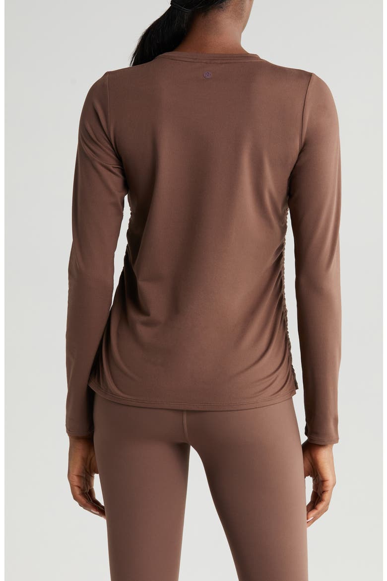 Ruched Long Sleeve T-Shirt, Alternate, color, BROWN FAWN