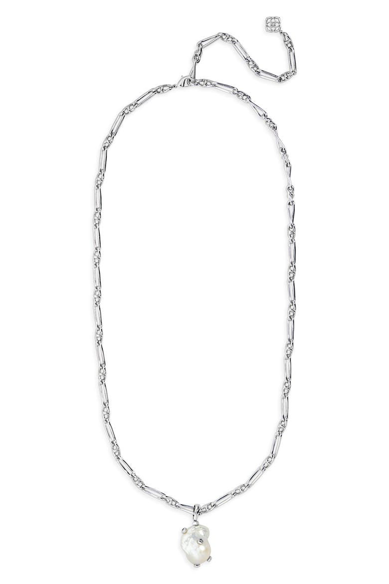 Melody Freshwater Pearl Pendant Chain Necklace, Main, color, SILVER WHITE PEARL