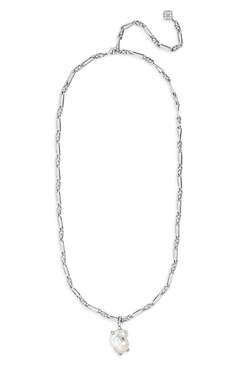 Kendra Scott Melody Freshwater Pearl Pendant Chain Necklace, Main, color, Silver White Pearl