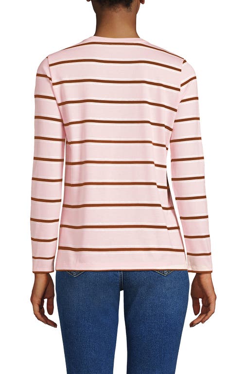 Lands' End Relaxed Supima Cotton Long Sleeve Crew Neck T-shirt In Pink