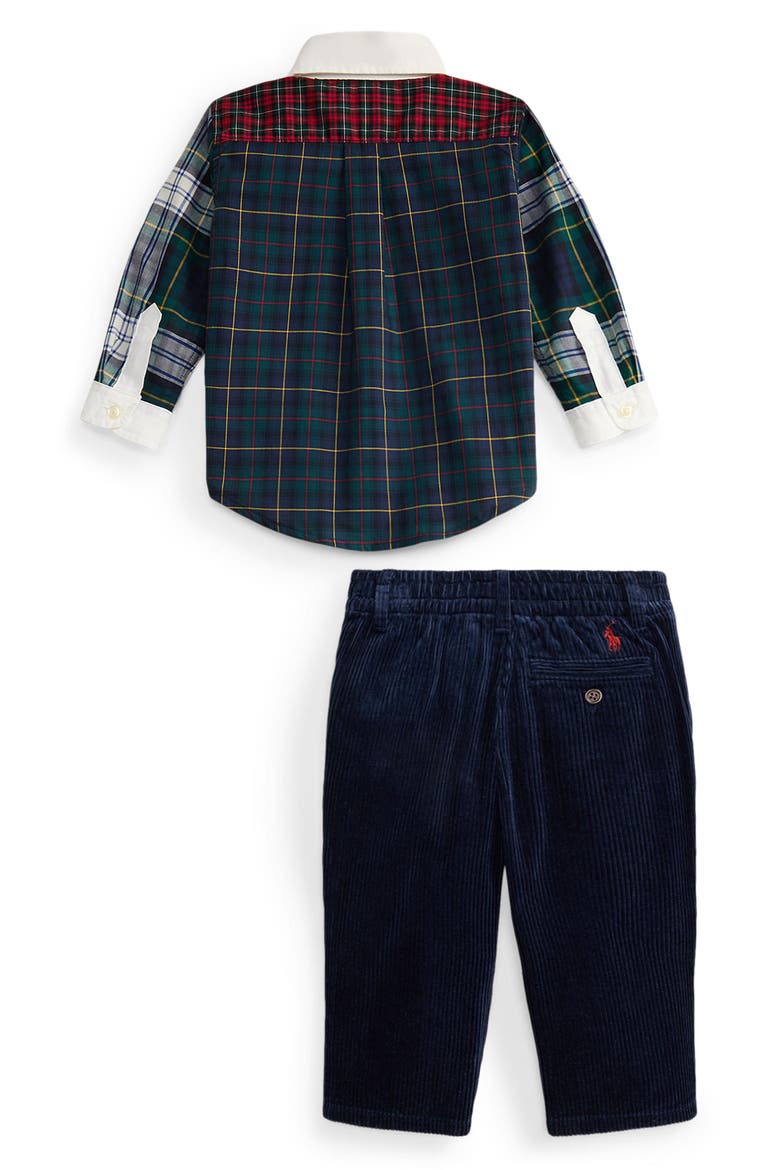 Kids' Plaid Cotton Shirt & Corduroy Pants Set, Alternate, color, NAVY MULTI