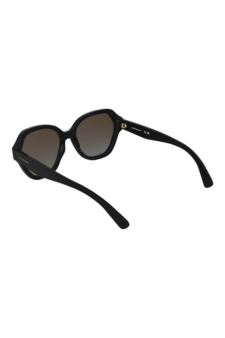 Roseau 56mm Gradient Modified Rectangular Sunglasses, Alternate, color, BLACK