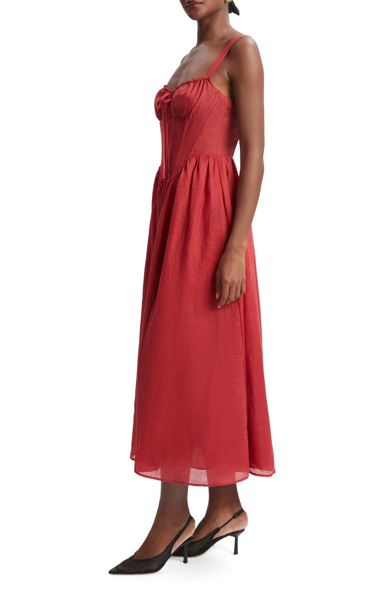 Bardot Esra Corset Midi Dress, Alternate, color, Fire Red