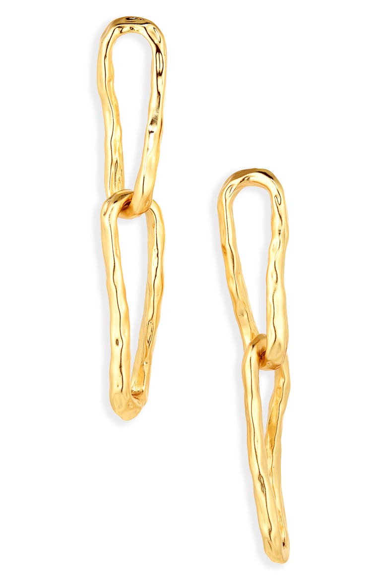 Organic Links Linear Drop Earrings, Main, color, GOLD