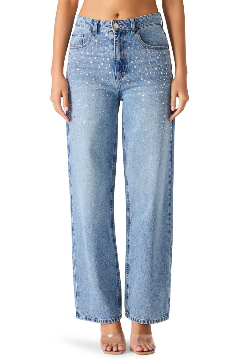 Taylor Crystal Embellished Straight Leg Jeans, Main, color, CHLOE WASH