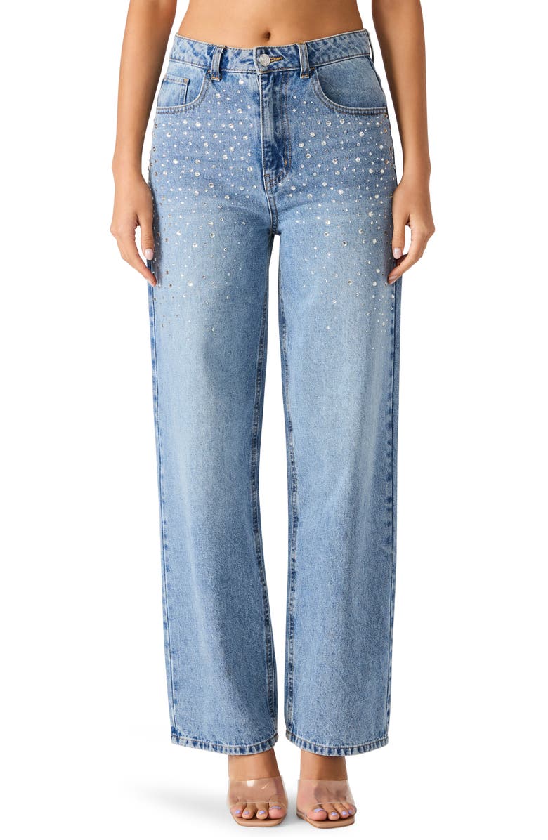 Steve Madden Taylor Crystal Embellished Straight Leg Jeans, Main, color, Chloe Wash