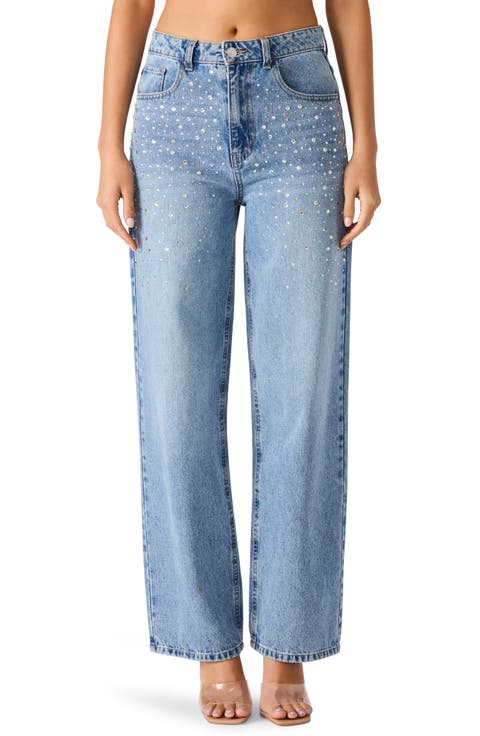 Taylor Crystal Embellished Straight Leg Jeans (Chloe Wash)