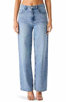 Steve Madden Taylor Crystal Embellished Straight Leg Jeans