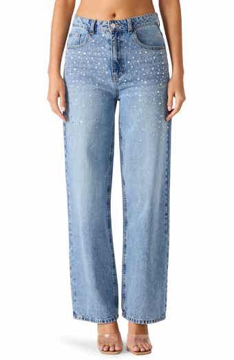 Steve Madden Taylor Crystal Embellished Straight Leg Jeans