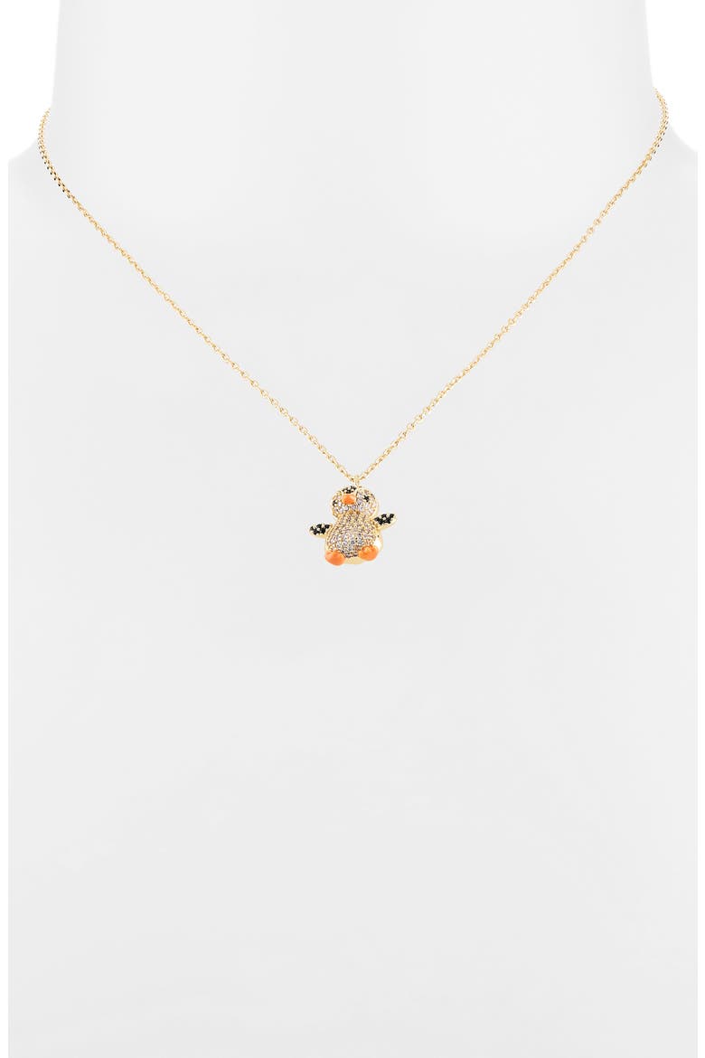 Pavé Penguin Pendant Necklace, Alternate, color, BLACK- ORANGE- GOLD