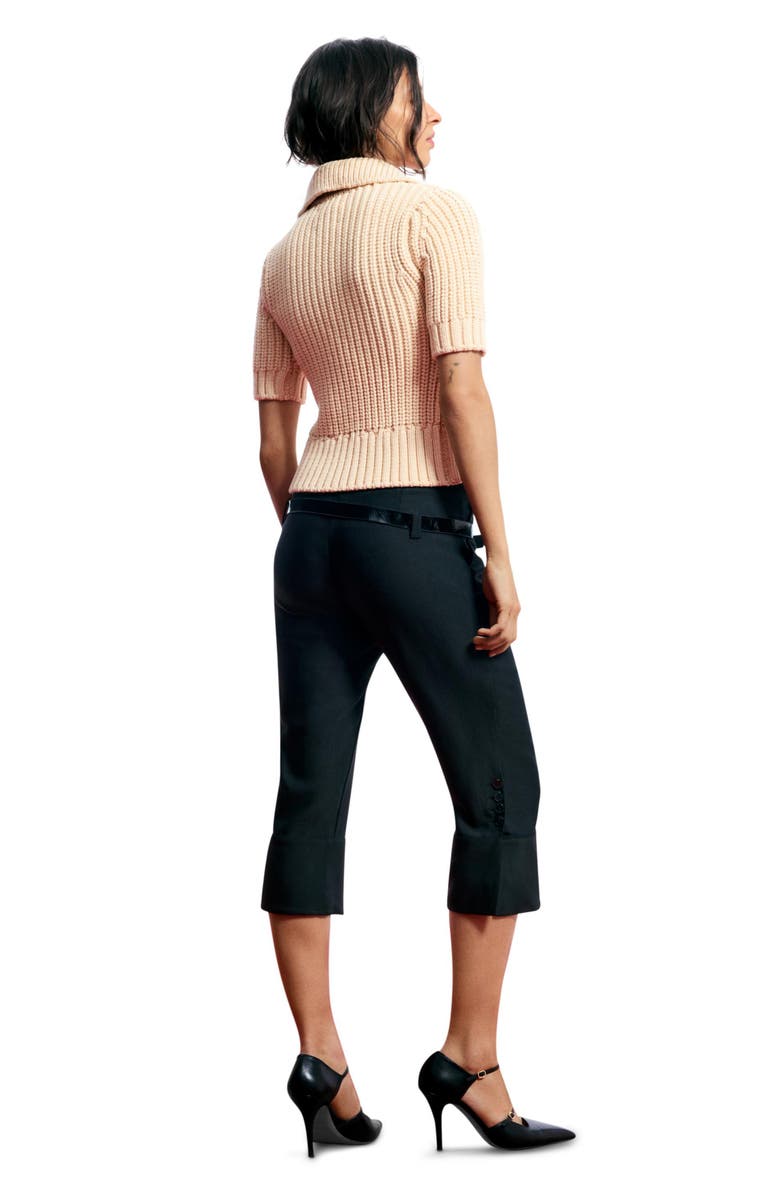 Desigual Short Sleeve Cotton Blend Cardigan, Alternate, color, Beige