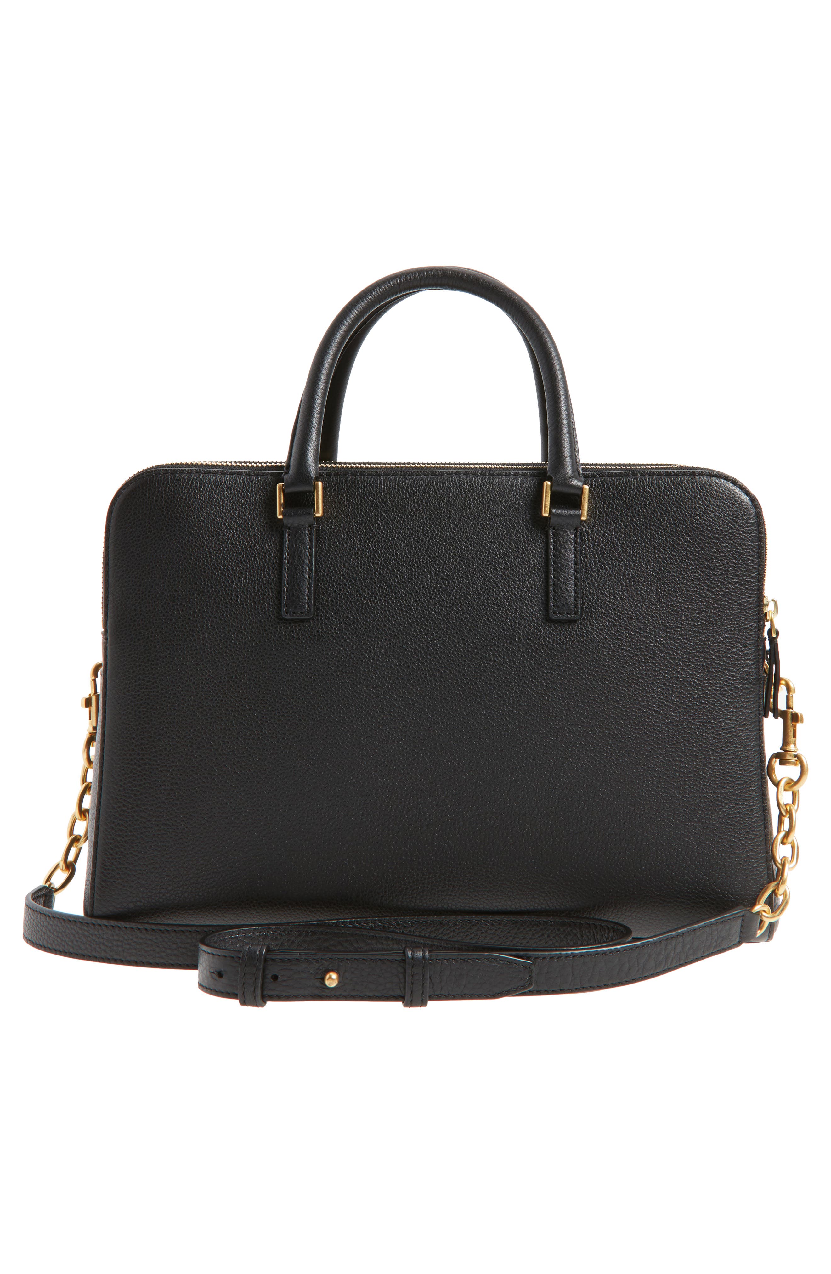 Tory Burch Georgia Double Zip Pebbled Leather Satchel, Alternate, color, 