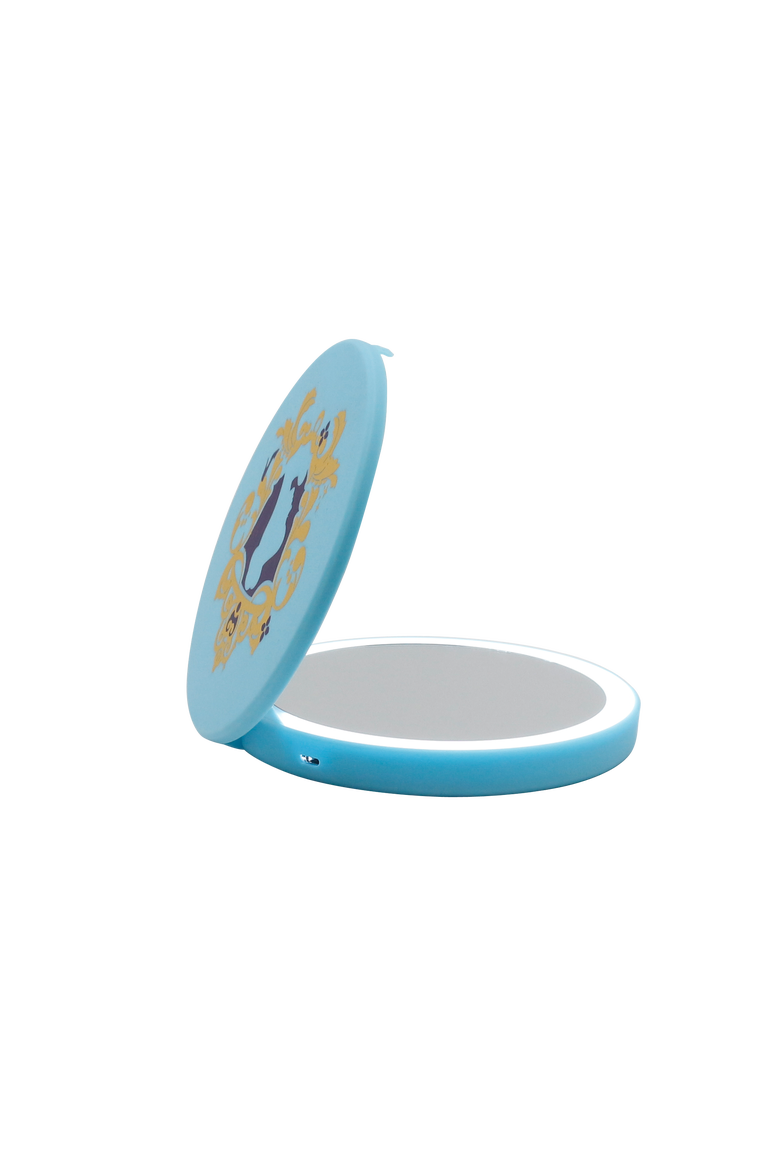 Cinderella Compact Mirror with LED Light and Wireless Power Bank Charging Base, Alternate, color, Blue