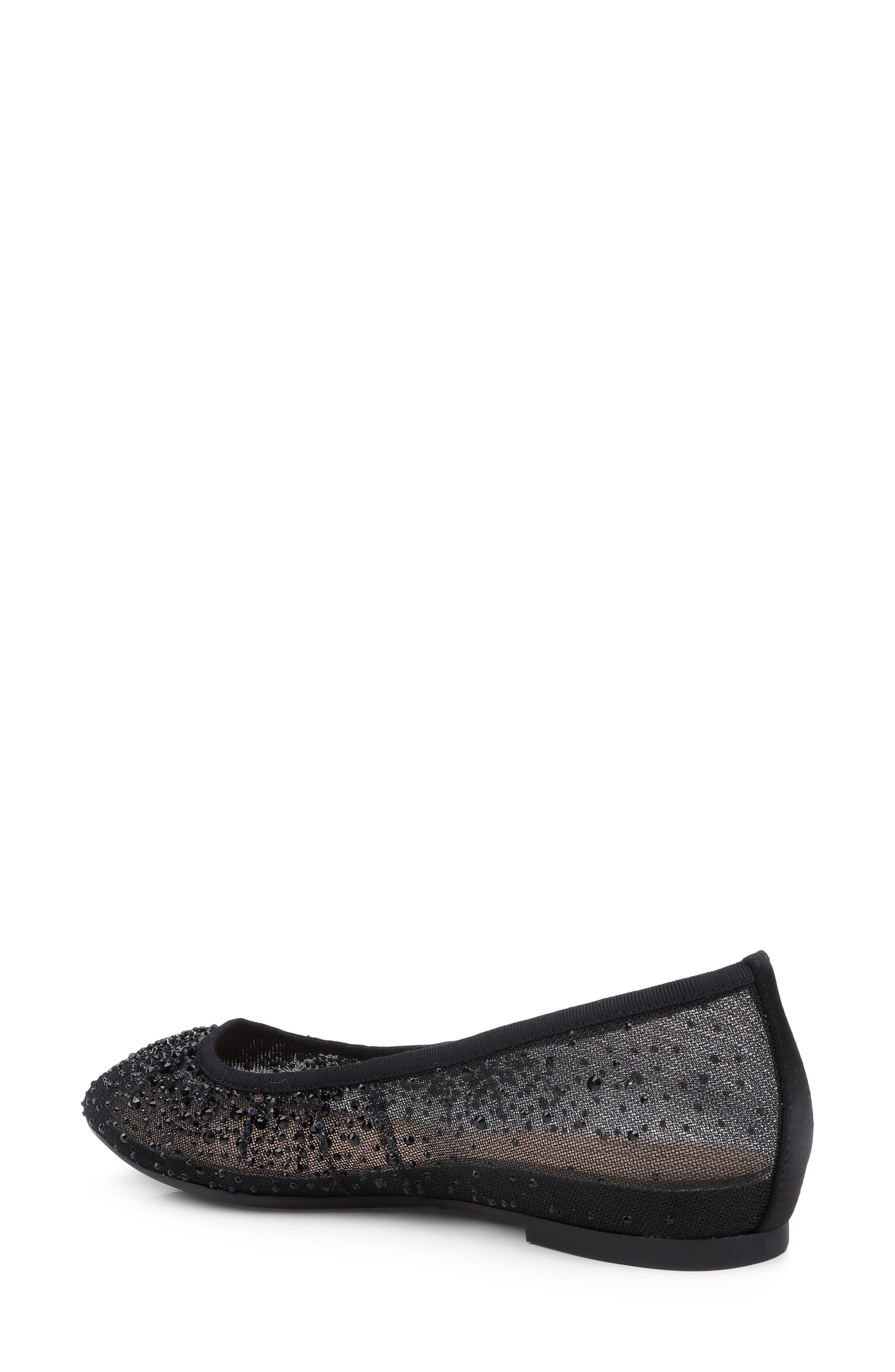 Jewel Badgley Mischka Nuala Embellished Flat, Alternate, color, Black