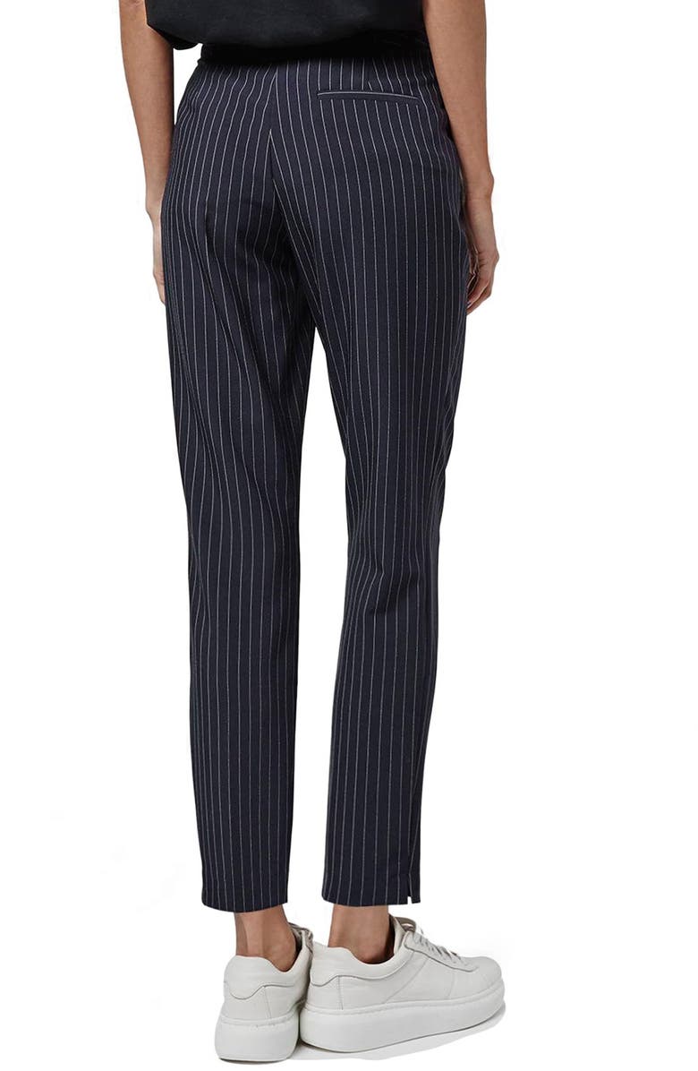 Topshop Pinstripe Cigarette Trousers, Alternate, color, 