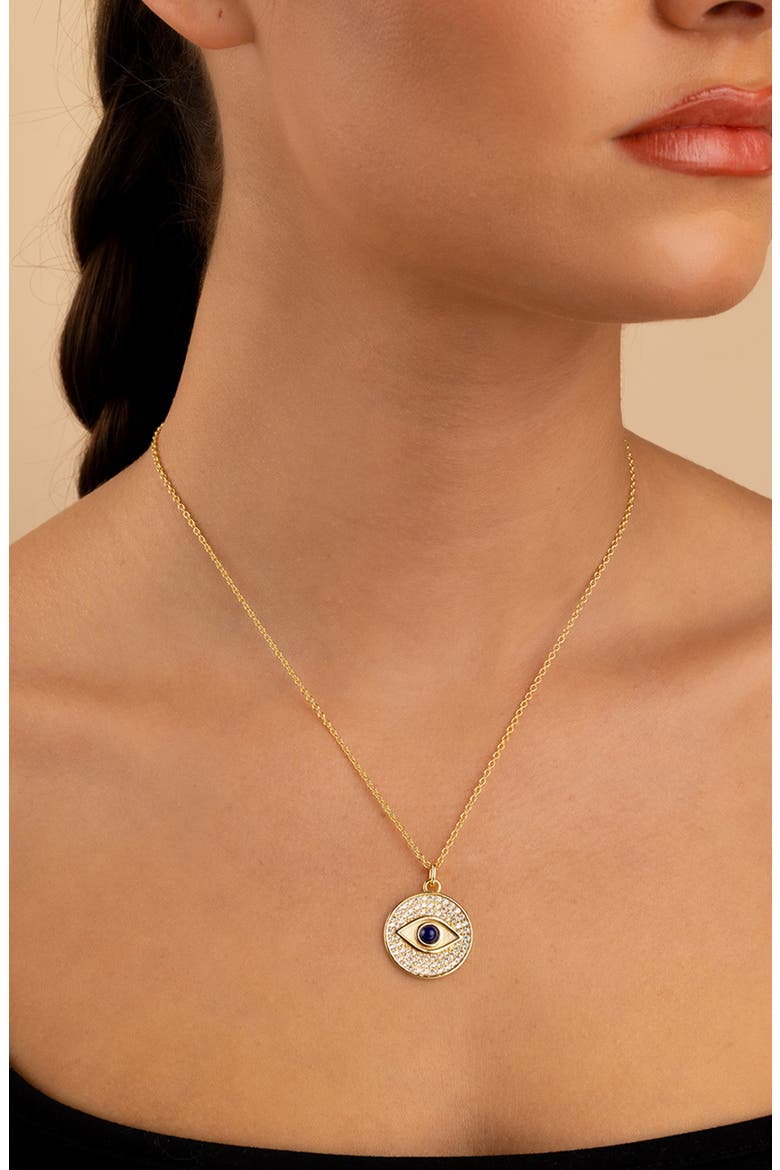 Pavé Evil Eye Pendant Necklace, Alternate, color, GOLD