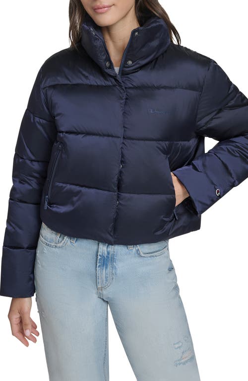 Champion Water Resistant Crop Puffer Jacket In Blue