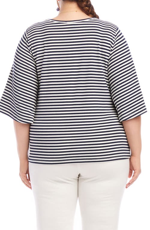 Karen Kane Stripe Front Twist Top In Stripe