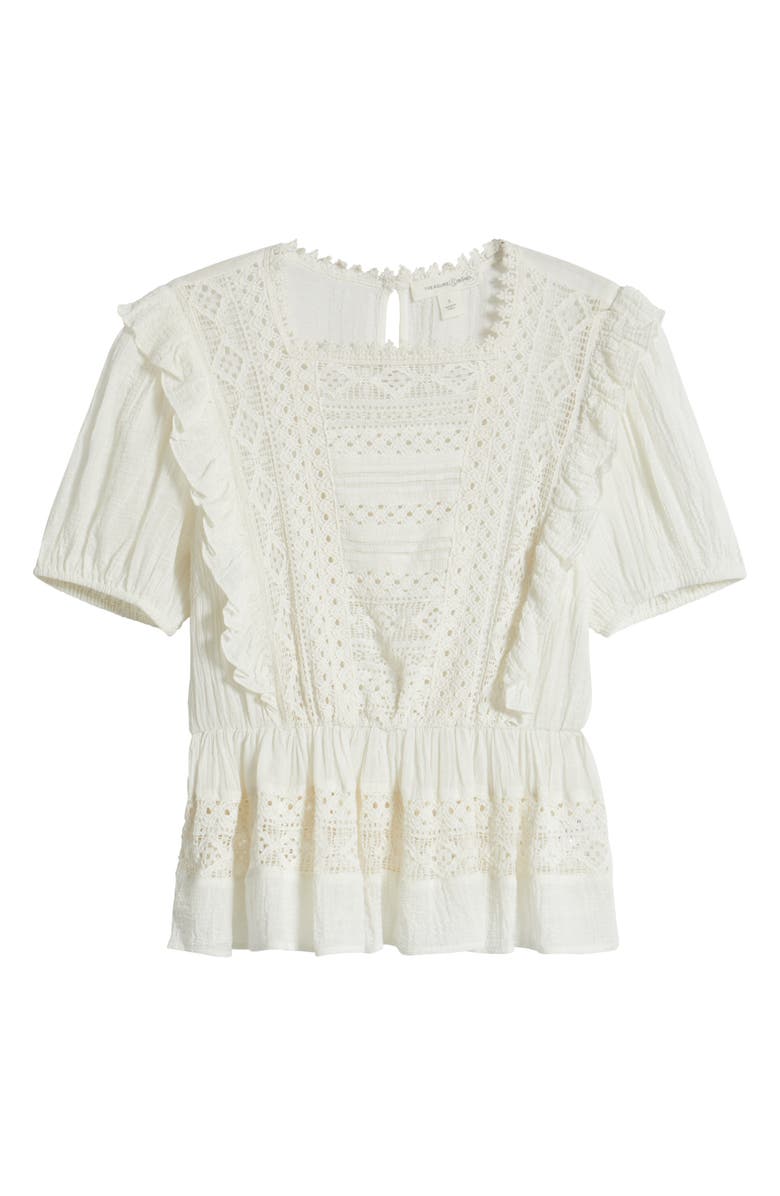 Treasure & Bond Eyelet Peplum Top, Alternate, color, Ivory Egret