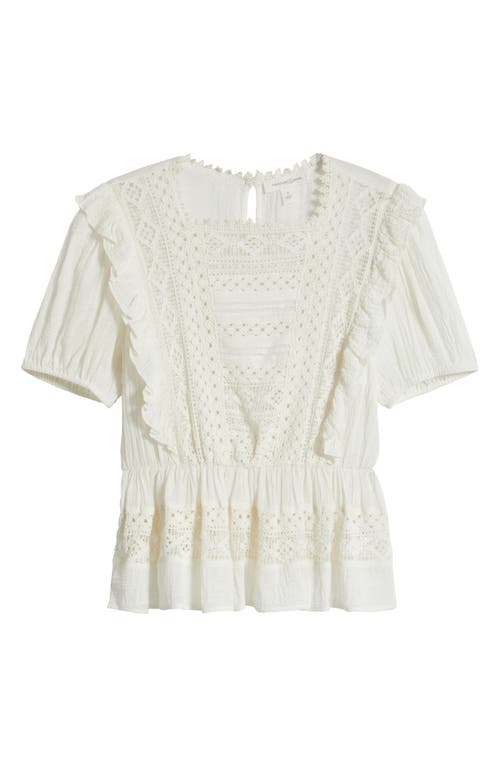 Shop Treasure & Bond Eyelet Peplum Top In Ivory Egret