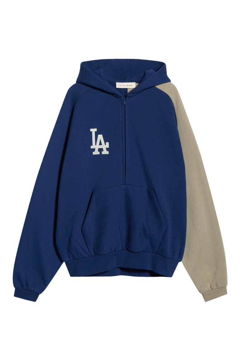 x MLB LA Dodgers Cotton Blend Fleece Half Zip Hoodie, Alternate, color, ESTATE BLUE/ SEAL
