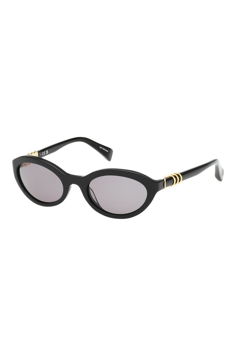52mm Oval Sunglasses, Alternate, color, SHINY BLACK / SMOKE LENSES