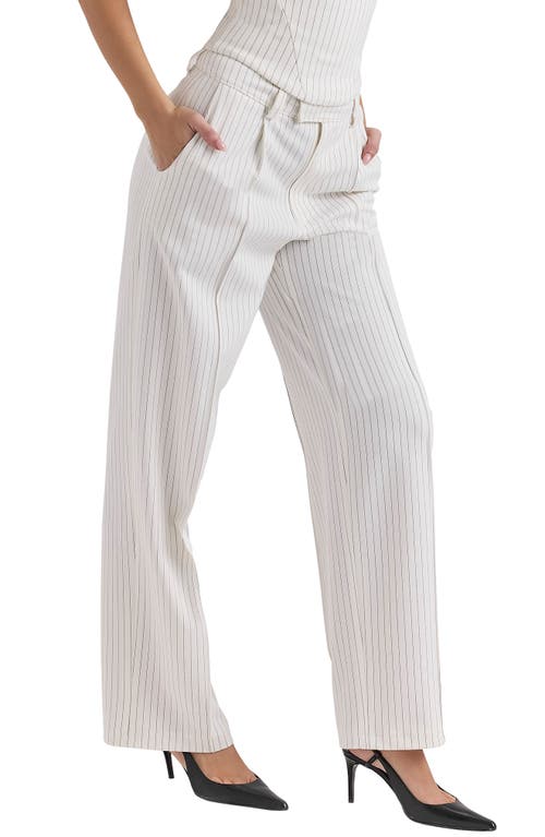 House Of Cb Hayden Tailored Pants In Pinestripe-white And Black