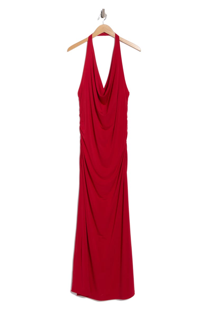 Ruched Back Halter Dress, Alternate, color, RED