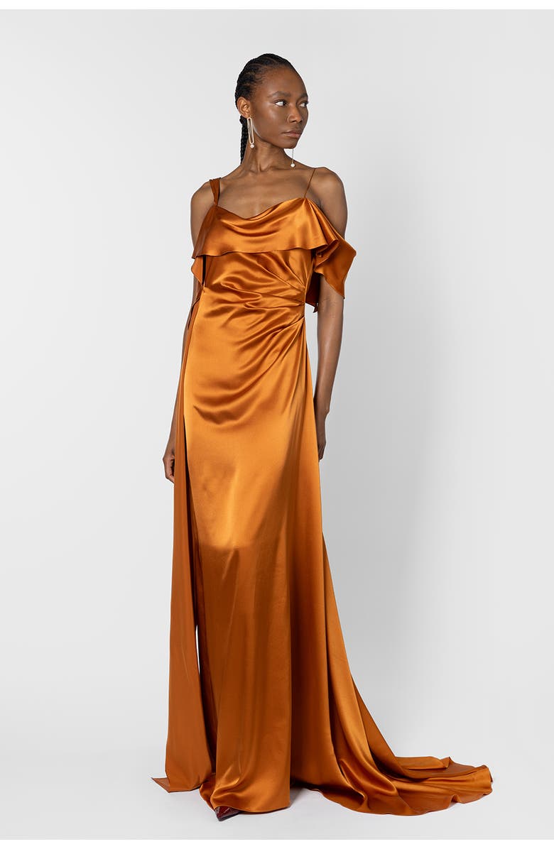 Roksanda Lysa Silk Maxi Dress, Main, color, Cinnamon