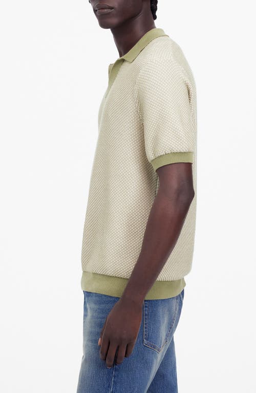 Madewell Honeycomb Stitch Johnny-collar Sweater Polo In Olive