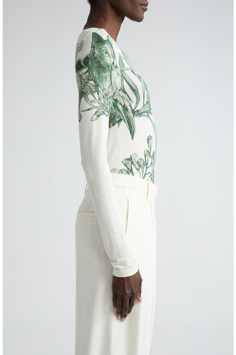 Pincushion Forest Print Knit Top, Alternate, color, CHALK/ EMERALD
