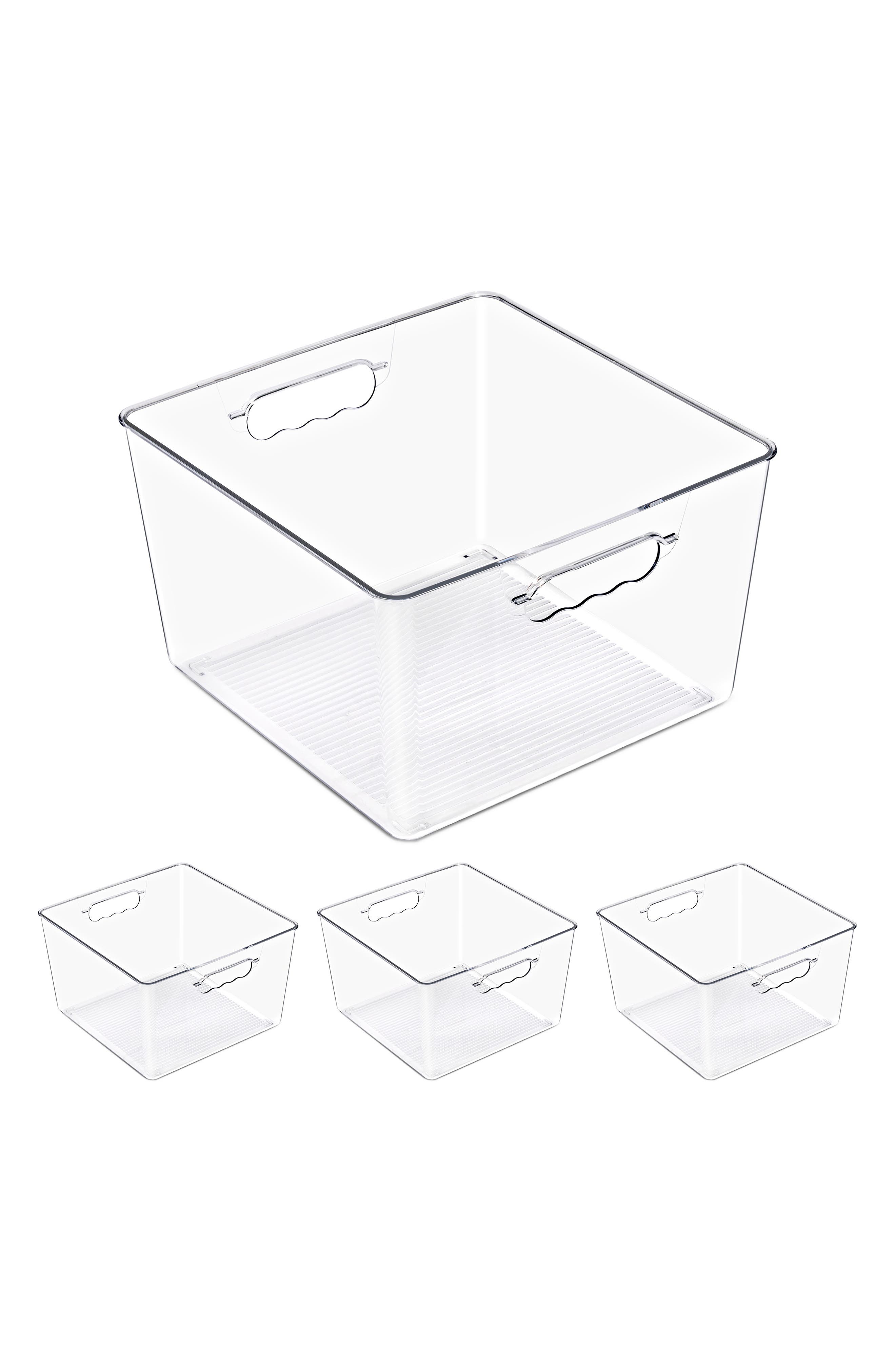 Set of 4 Large Square Stackable Storage Bins