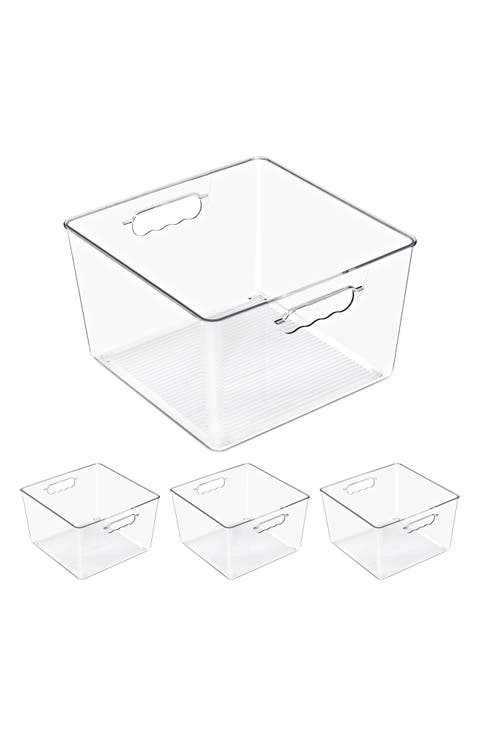 Set of 4 Large Square Stackable Storage Bins