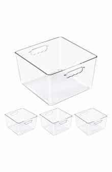Set of 4 Large Square Stackable Storage Bins