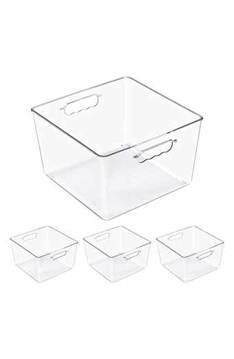 Set of 4 Large Square Stackable Storage Bins