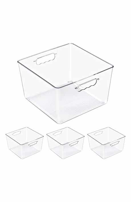 Set of 4 Large Square Stackable Storage Bins