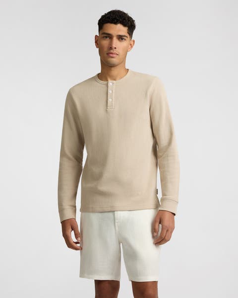 Heavyweight Cotton Waffle Henley Sweatshirt
