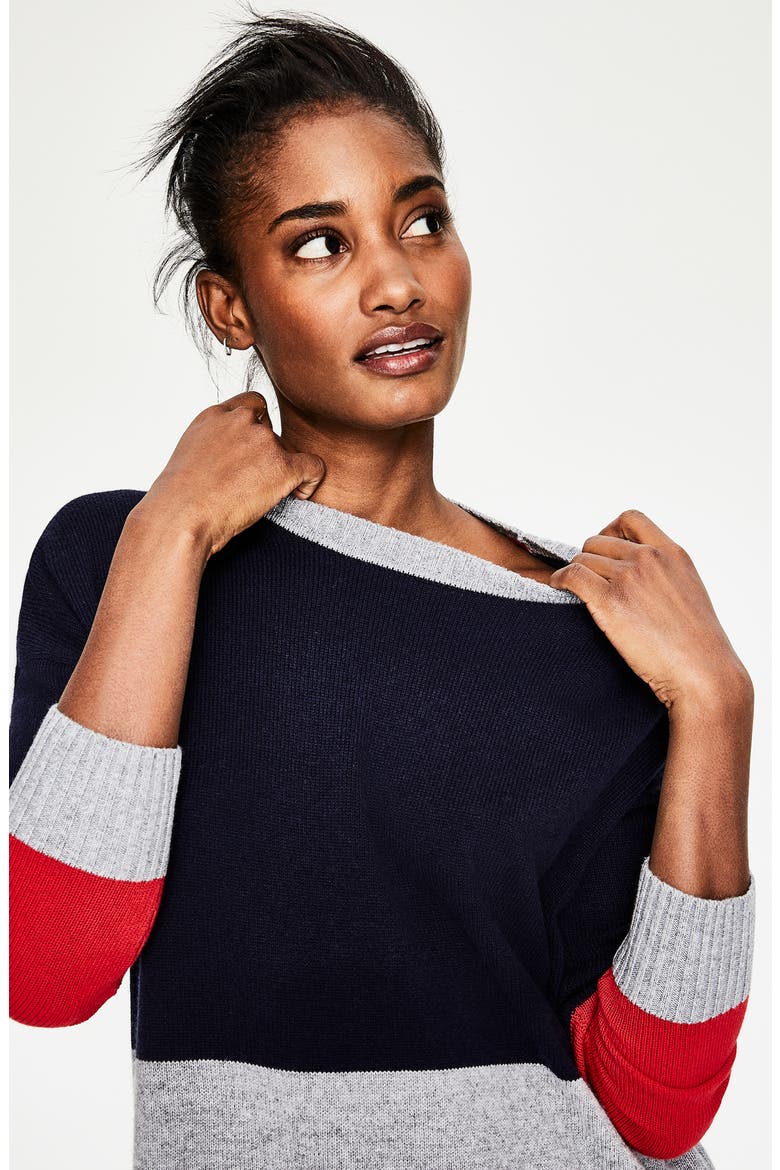 Relaxed Colorblock Wool Cashmere Blend Sweater, Alternate, color, NAVY COLOURBLOCK