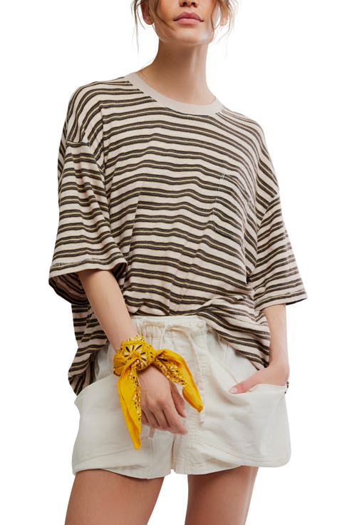 Allover Stripe Cotton T-Shirt