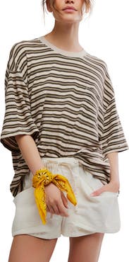 Free People Allover Stripe Cotton T-Shirt