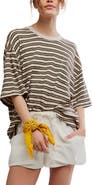 Free People Allover Stripe Cotton T-Shirt