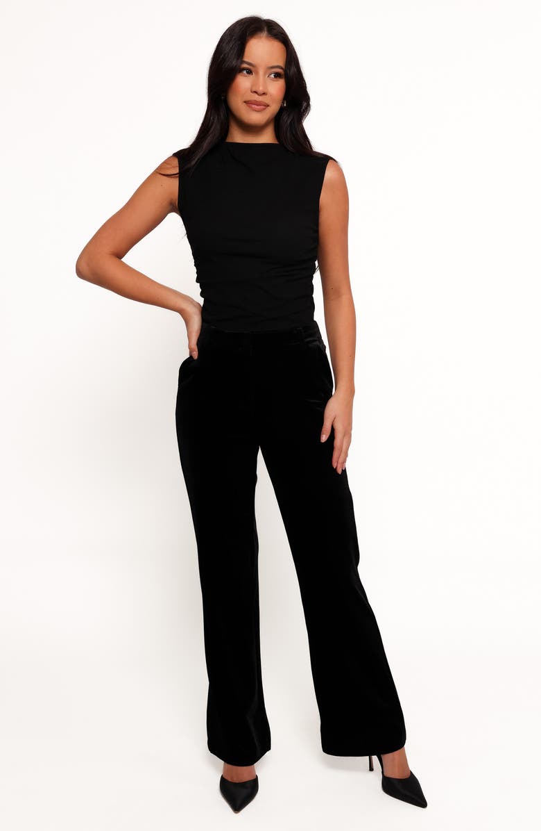 Petal & Pup Darla Velvet Wide Leg Pants, Alternate, color, Black