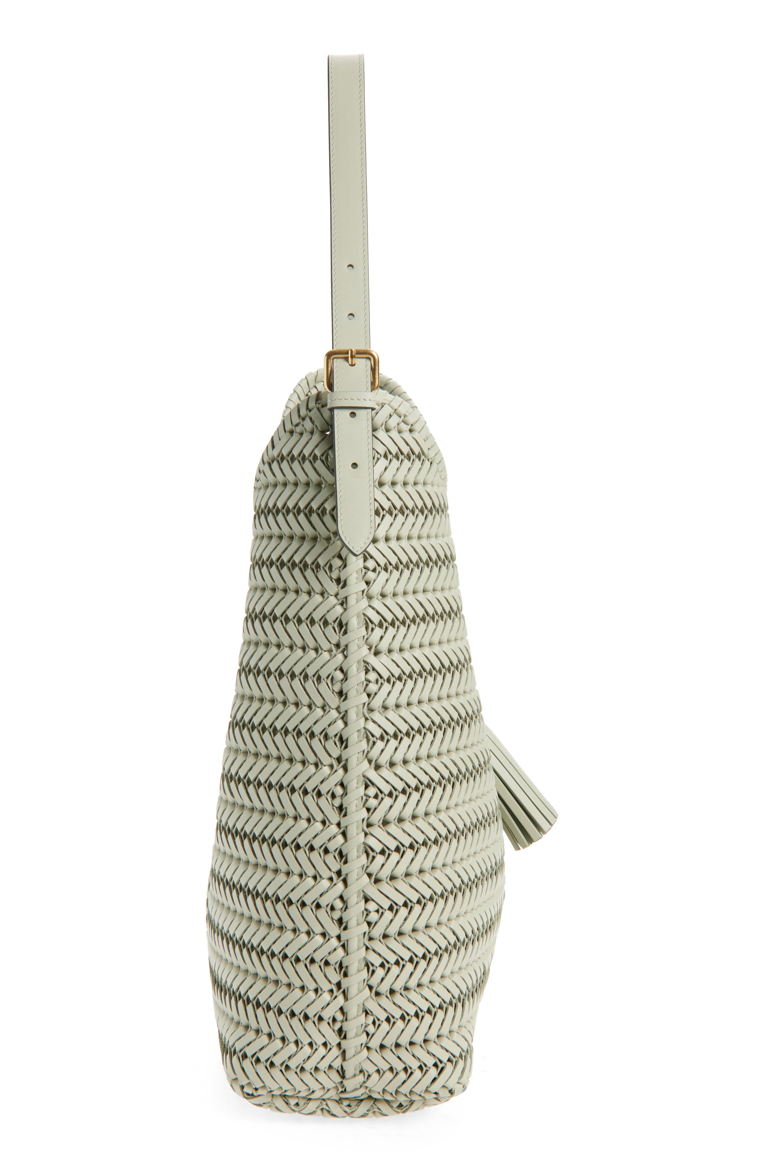 Anya Hindmarch Neeson Tassel Leather Hobo Bag, Alternate, color, Iceberg